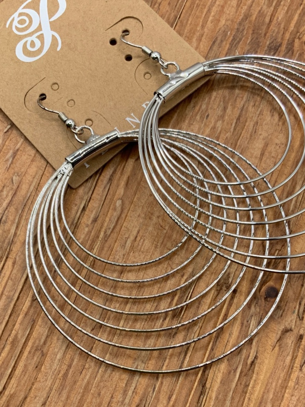 Plunder Design Elegant Layered Design Silver Multi-Hoop Statement Earrings